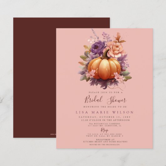 Budget Pumpkins Fall Bridal Dusche Einladungen (Vorne/Hinten)