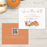 Budget Pumpkins Florals QR Hochzeit im Herbst Rett<br><div class="desc">Eine günstige BUDGET-Alternative für eine kleinere Größe von 4, 5 x 5, 6 Zoll, die ein Gewicht von 110 lbs hat, die ähnlich dick ist wie eine Postkarte (sie ist jedoch nicht als Postkarte geeignet). BITTE BEACHTEN SIE, DASS ES EINE pro Blatt gibt. Budget Pumpkins Florals QR Code Hochzeit im...</div>