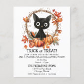 Budget PumpkinWreath BlackCat Halloween Einladung (Vorderseite)