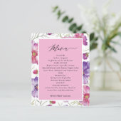 Budget Purple and Pink Floral Wedding  Menu (Stehend Vorderseite)