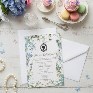 Budget Purple Florals Bridgerton Birthday Party Einladung