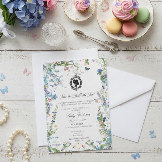 Budget Purple Florals Bridgerton Birthday Party Einladung