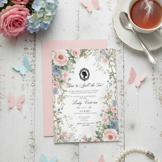 Budget Purple Florals Bridgerton Birthday Party Einladung