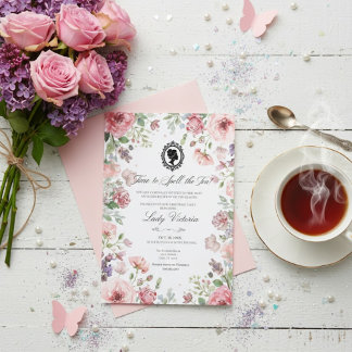 Budget Purple Florals Bridgerton Birthday Party Einladung