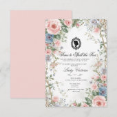 Budget Purple Florals Bridgerton Birthday Party Einladung (Vorne/Hinten)