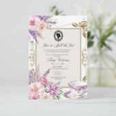 Budget Purple Florals Bridgerton Birthday Party Einladung (Stehend Vorderseite)
