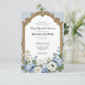 Budget purple Florals Bridgerton Bridal Shower Einladung (Stehend Vorderseite)