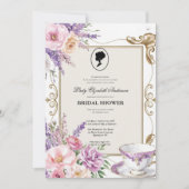 Budget Purple Florals Bridgerton Bridal Shower Einladung (Vorderseite)