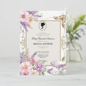 Budget Purple Florals Bridgerton Bridal Shower Einladung (Stehend Vorderseite)