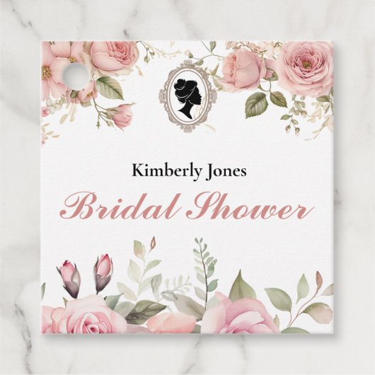 Budget Purple Florals Bridgerton Bridal Shower Geschenkanhänger (Vorderseite)