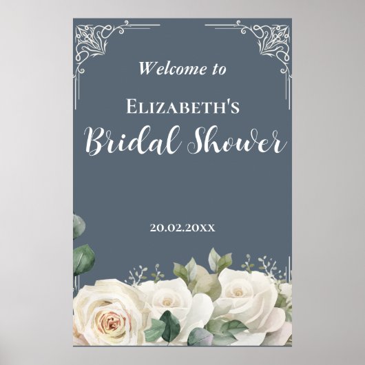 Budget Purple Florals Bridgerton Bridal Shower Poster (Vorne)