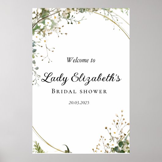 Budget Purple Florals Bridgerton Bridal Shower Poster (Vorne)