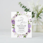 Budget Purple Flowers Brautdusche Einladung (Stehend Vorderseite)