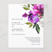 BUDGET Purple Flowers & Green Wedding Invitation (Vorderseite)
