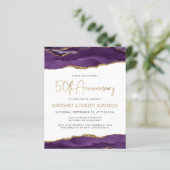 Budget Purple Gold Agate 50th Anniversary Invite (Stehend Vorderseite)