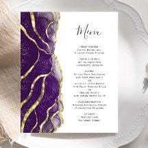 Budget Purple Gold Ink Wedding Menu