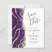Budget Purple Gold Ink Wedding Save the Date (Vorderseite)