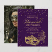 BUDGET Purple Gold Photo Masquerade Sweet 16 (Vorne/Hinten)