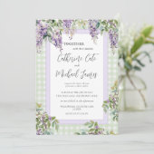 Budget Purple Lilac Greenery Elegant Wedding Einladung (Stehend Vorderseite)