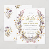 Budget Purple Wildflowers Bridal Shower Invitation (Vorne/Hinten)