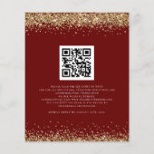 Budget QR Burgundy Gold Glitzer Hochzeit Einladung (Rückseite)
