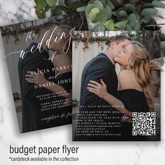 Budget QR CODE 2 Fotos Hochzeitseinladung Flyer