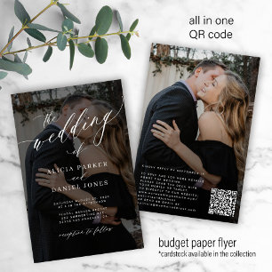 Budget QR CODE 2 Fotos moderne Hochzeitseinladung Flyer
