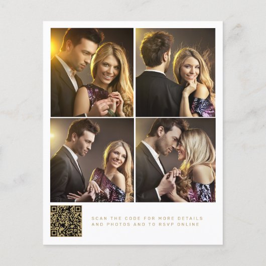 Budget QR Code 4 Foto Collage Hochzeitseinladung (Rückseite)