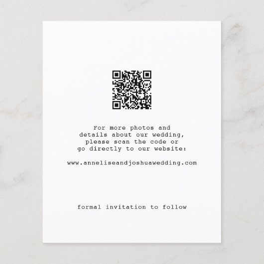 Budget QR CODE 4 Fotos Hochzeit speichern das Datu Flyer (Hinten)