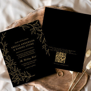 Budget QR Code Black Gold Hochzeit Einladung