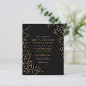 Budget QR Code Black Gold Hochzeit Einladung (Stehend Vorderseite)