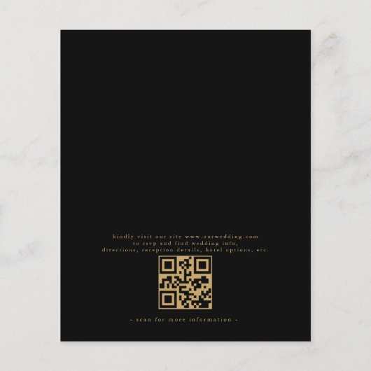 Budget QR Code Black Gold Hochzeit Einladung (Rückseite)