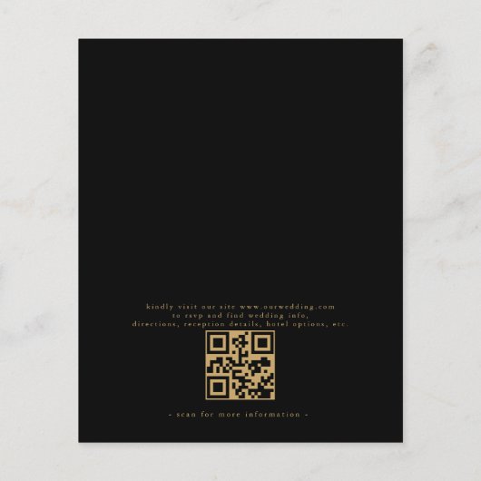 Budget QR Code Black Gold Hochzeit Einladung Flyer (Hinten)