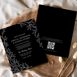 Budget QR Code Black & White Wedding Einladung