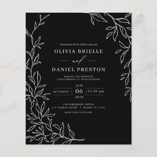 Budget QR Code Black & White Wedding Einladung Flyer (Vorne)