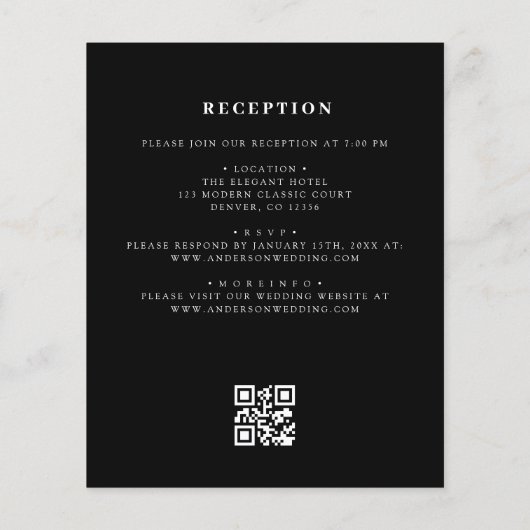 Budget QR Code Black & White Wedding Einladung Flyer (Hinten)