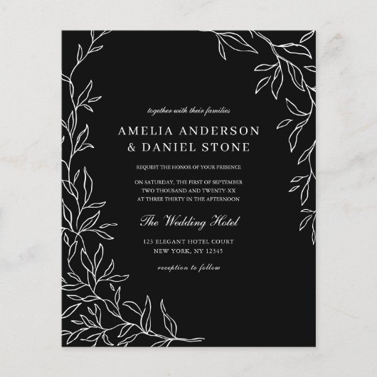 Budget QR Code Black & White Wedding Einladung Flyer (Vorne)