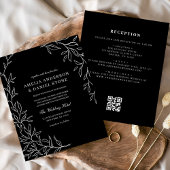 Budget QR Code Black & White Wedding Einladung Flyer