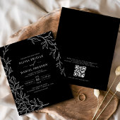 Budget QR Code Black & White Wedding Einladung Flyer