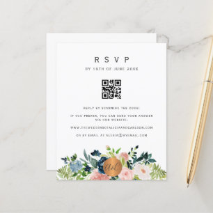 Budget QR CODE Blumen elegante Einladung RSVP