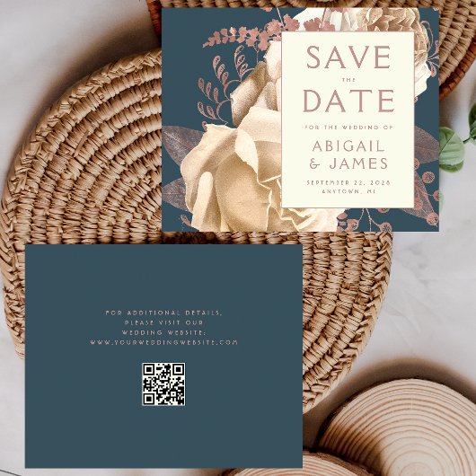 Budget-QR-Code-Blumen-Teal-Hochzeit-Sparen Sie das