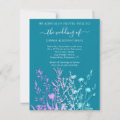 Budget QR CODE Blumenwiese Lila Aquamarin Blau (Vorderseite)