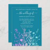 Budget QR CODE Blumenwiese Lila Aquamarin Blau (Vorne/Hinten)