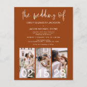 Budget QR Code Burnt Orange Hochzeit Einladung (Vorderseite)