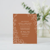 Budget QR Code Burnt Orange Hochzeit Einladung (Stehend Vorderseite)