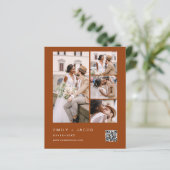 Budget QR Code Burnt Orange Hochzeit Einladung (Stehend Vorderseite)