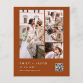 Budget QR Code Burnt Orange Hochzeit Einladung (Vorderseite)