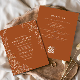 Budget QR Code Burnt Orange Hochzeit Einladung Flyer