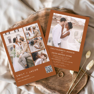 Budget QR Code Burnt Orange Hochzeit Einladung Flyer