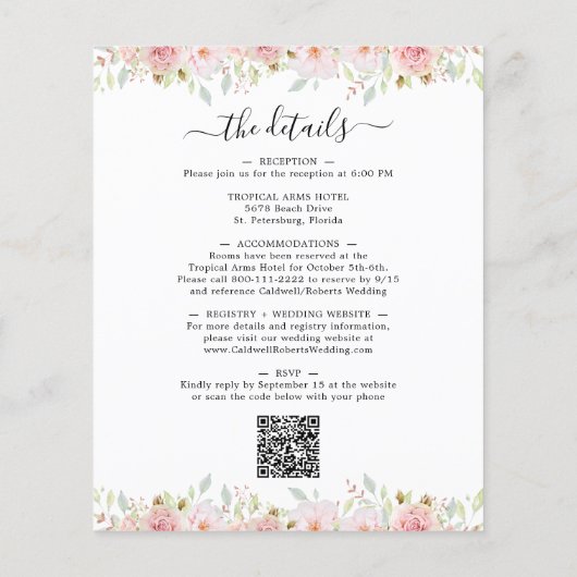 Budget QR Code Details Rosen Einladung (Rückseite)